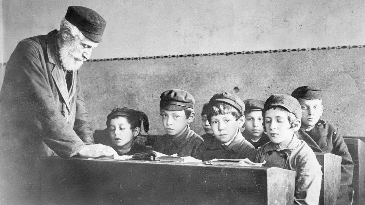 Cheder für jüdische Kinder.  Polen, 1933. Foto von Roman Vishniac